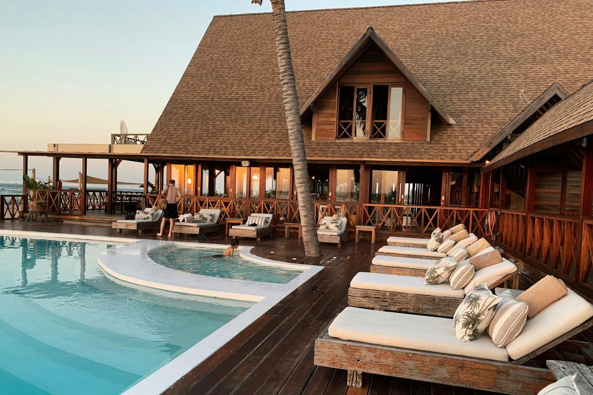 Contemporary hotel courtyard and pool